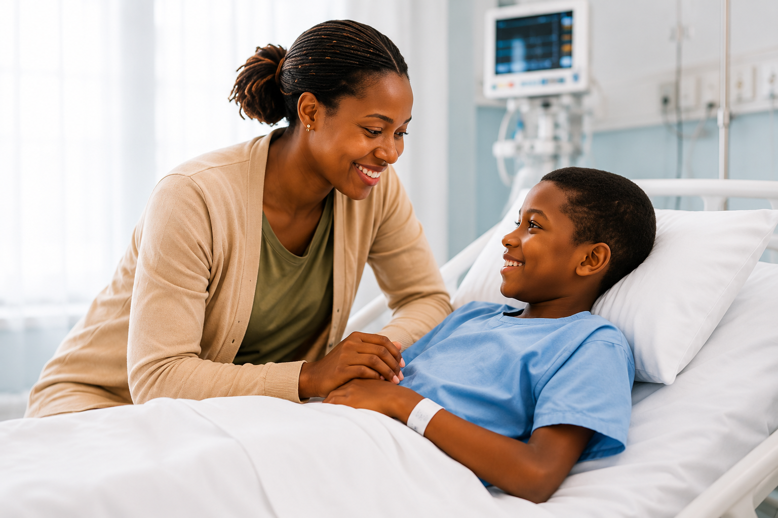 Family receiving support during medical treatment
