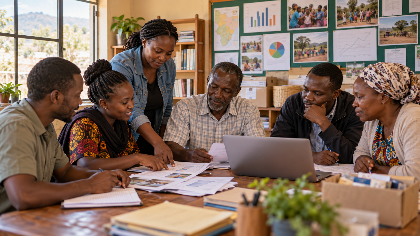 Community organization members working together around a shared mission